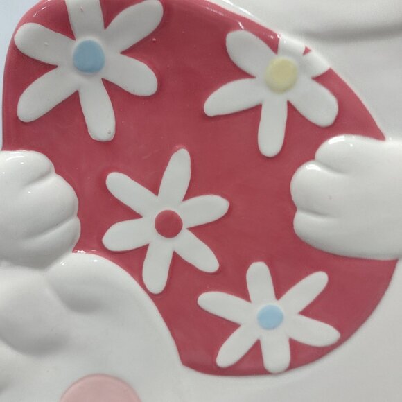 NEW! Blossoms & Blooms Ceramic Easter Bunny Platter/Tray - Picture 3 of 5